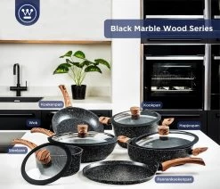 Westinghouse Pannenset Marble Wood (Wokpan ø 30 Cm + Braadpan + Hapjespan ø 28 Cm) - Inductie En Alle Andere Warmtebronnen 15 Westinghouse Pannenset Marble Wood (Wokpan ø 30 Cm + Braadpan + Hapjespan ø 28 Cm) - Inductie En Alle Andere Warmtebronnen -Westmark Winkel 1200x1032