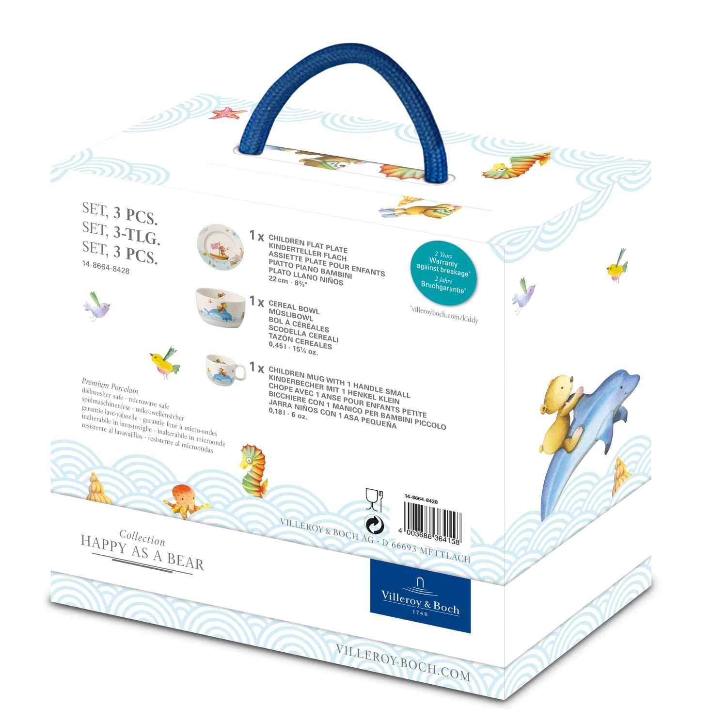 Villeroy & Boch Kinderservies Happy As A Bear - 3-delig 3 Villeroy & Boch Kinderservies Happy As A Bear - 3-delig