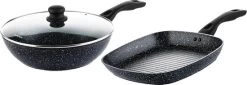 Westinghouse Pannenset Black Marble (Grillpan 28 Cm + Wokpan ø 30 Cm) - Inductie En Alle Andere Warmtebronnen