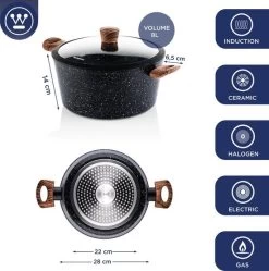 Westinghouse Pannenset Marble Wood (Wokpan ø 30 Cm + Braadpan + Hapjespan ø 28 Cm) - Inductie En Alle Andere Warmtebronnen 14 Westinghouse Pannenset Marble Wood (Wokpan ø 30 Cm + Braadpan + Hapjespan ø 28 Cm) - Inductie En Alle Andere Warmtebronnen -Westmark Winkel 550x554