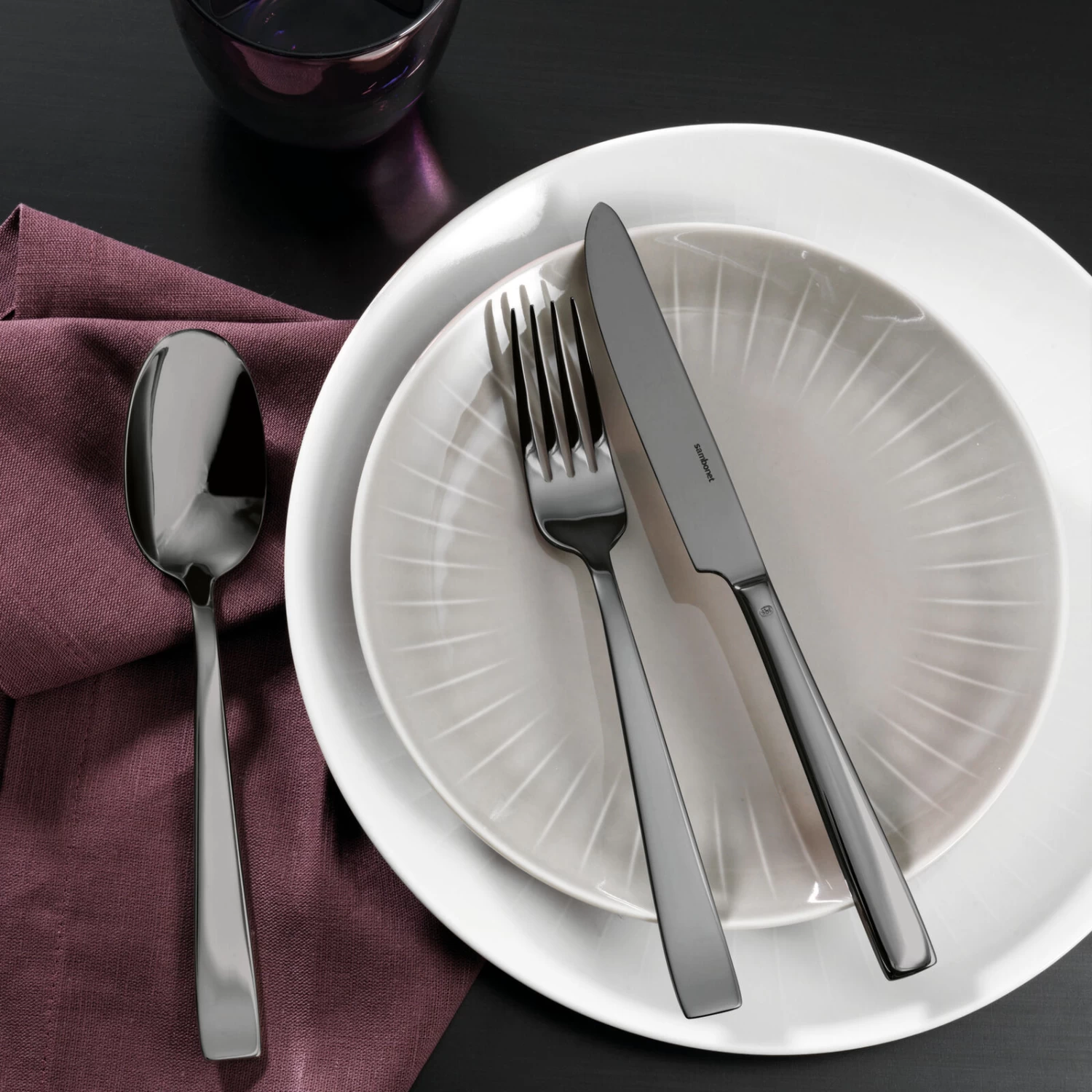 Sambonet Bestekset Flat - Zwart - 30 Delig / 6 Personen 5 Sambonet Bestekset Flat - Zwart - 30 Delig / 6 Personen - Afbeelding 3