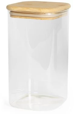 Sareva Voorraadpot - Glas / Bamboe - 1.35 Liter -Westmark Winkel 7 Sareva bakje hout Groot 01