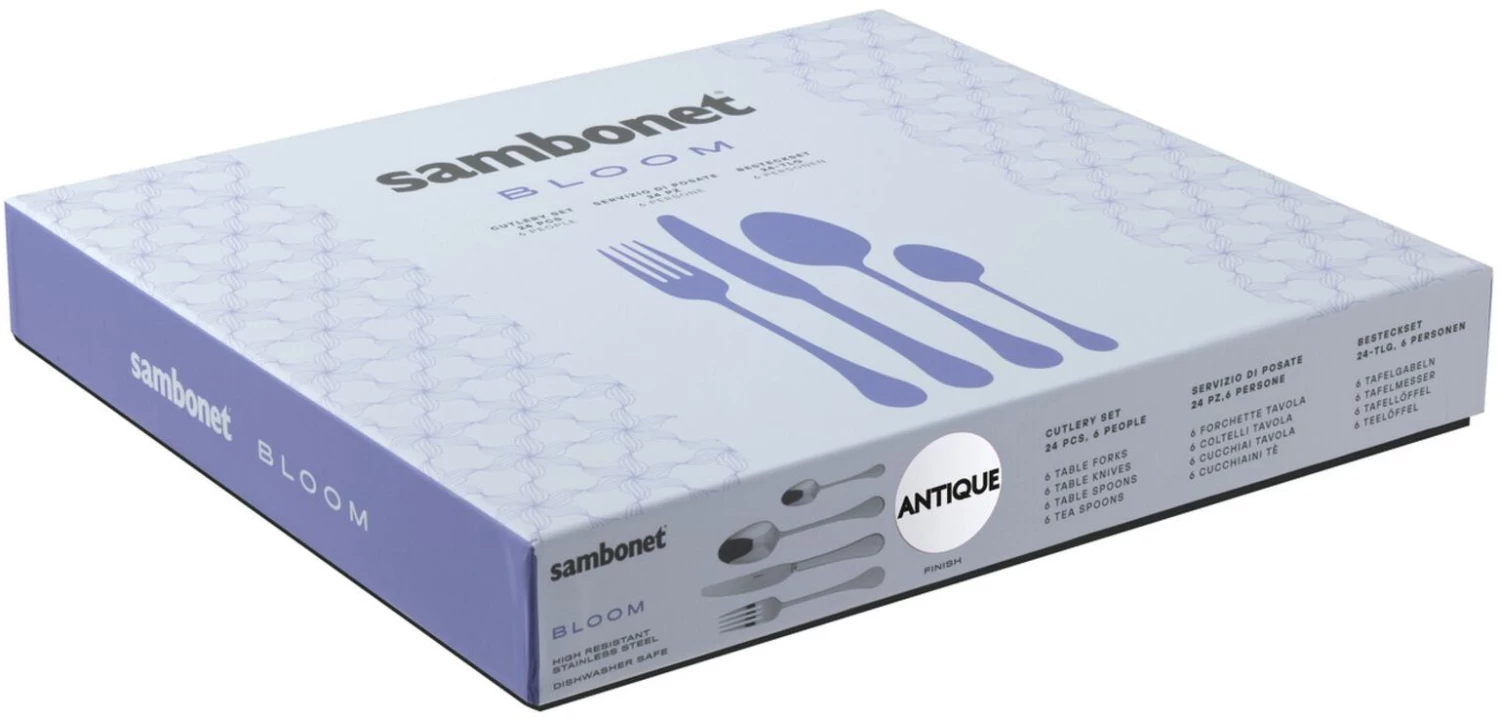 Sambonet Bestekset Bloom - Antique RVS - Monoblock - 24 Delig / 6 Personen 6 Sambonet Bestekset Bloom - Antique RVS - Monoblock - 24 Delig / 6 Personen - Afbeelding 4