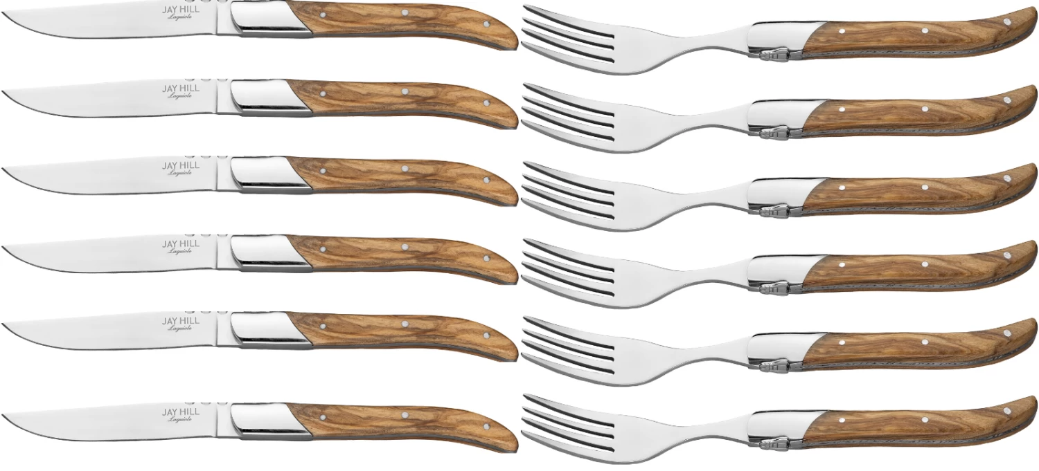 Jay Hill Steakbestek Laguiole - Olijfhout - 12 Delige Set 3 Jay Hill Steakbestek Laguiole - Olijfhout - 12 Delige Set