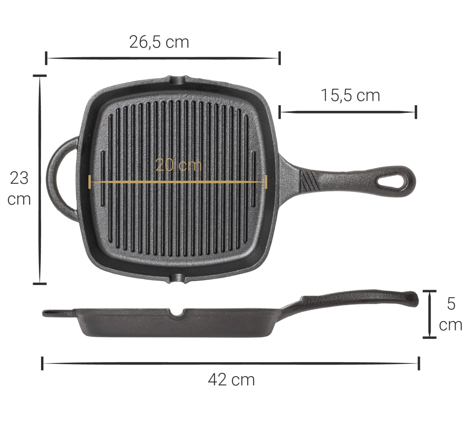 Blackwell Grillpan - Gietijzer - 23 X 23 Cm - Zonder Anti-aanbaklaag 7 Blackwell Grillpan - Gietijzer - 23 X 23 Cm - Zonder Anti-aanbaklaag - Afbeelding 5