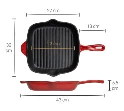 Blackwell Grillpan - Gietijzer - Rood - 27 X 27 Cm - Zonder Anti-aanbaklaag -Westmark Winkel Asset 35@2x 80