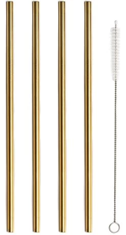 Sareva Herbruikbare Rietjes - Met Borstel - Goud - 4 Stuks -Westmark Winkel Sareva Rietjes Rech goud