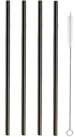 Sareva Herbruikbare Rietjes - Met Borstel - Zwart - 4 Stuks -Westmark Winkel Sareva Rietjes Rech zwart