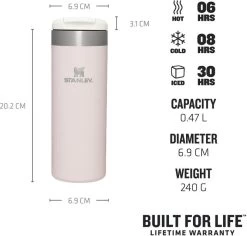 Stanley Thermosbeker The AeroLight - Rose Quartz Metallic - 470 Ml -Westmark Winkel TheAerolightTransitMug 0.47L 16OZ RoseQuartzMetallic USPs Thermals 720x