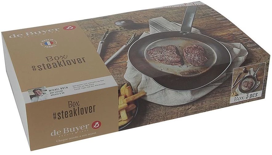 De Buyer Steaklover Box ( 1 Koekenpan Mineral B ø 26cm, 1 Pepermolen En 1 Grilltang) - Zonder Anti-aanbaklaag 3 De Buyer Steaklover Box ( 1 Koekenpan Mineral B ø 26cm, 1 Pepermolen En 1 Grilltang) - Zonder Anti-aanbaklaag