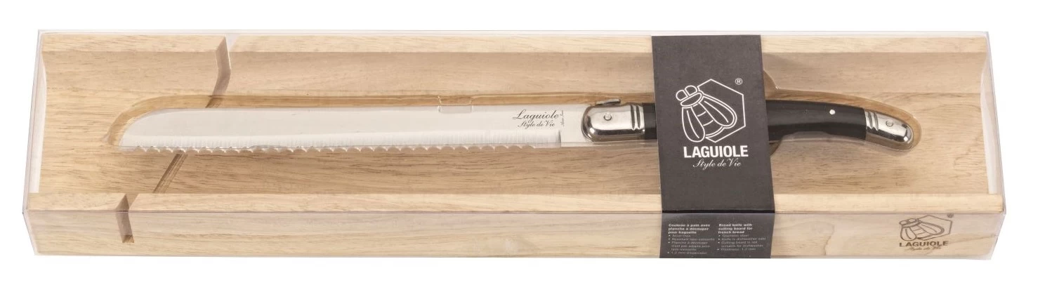 Laguiole Style De Vie Broodmes Zwart Met Stokbroodplank 3 Laguiole Style De Vie Broodmes Zwart Met Stokbroodplank