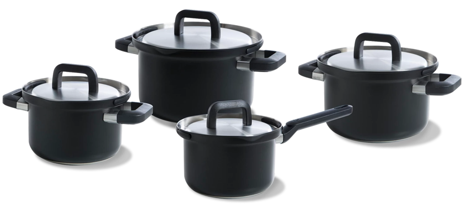 BK Pannenset Flow Cool - Zwart / RVS - 4 Delige Set 3 BK Pannenset Flow Cool - Zwart / RVS - 4 Delige Set