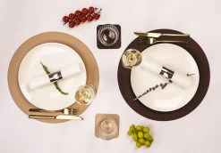 Jay Hill Placemats - Vegan Leer - Bruin / Zand - Dubbelzijdig - ø 38 Cm - 6 Stuks -Westmark Winkel jay hill placemat 7 1