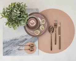 Jay Hill Placemats - Vegan Leer - Grijs / Roze - Dubbelzijdig - ø 38 Cm - 6 Stuks -Westmark Winkel placemat 17 1