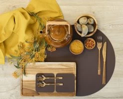 Jay Hill Placemats - Vegan Leer - Bruin / Zand - Dubbelzijdig - ø 38 Cm - 6 Stuks -Westmark Winkel placemat 8 8