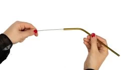 Sareva Herbruikbare Rietjes - Met Borstel - Goud - Gebogen - 4 Stuks -Westmark Winkel product hand 4