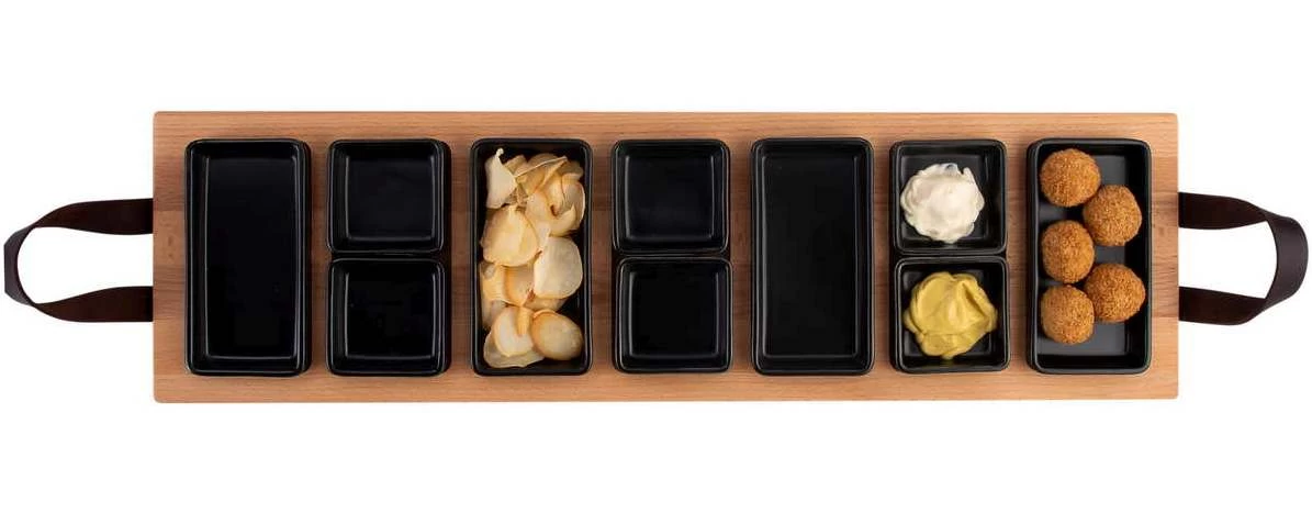 Bowls & Dishes Serveerplank / Tapasplank Streetfood 7-vaks Zwart - XXL 5 Bowls & Dishes Serveerplank / Tapasplank Streetfood 7-vaks Zwart - XXL - Afbeelding 3