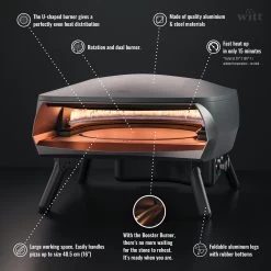 Witt Pizza Oven Etna Rotante - Op Gas Voor Buiten - Mat Grafiet - Voor ø 40 Cm Pizza's - Roterende Pizzasteen -Westmark Winkel wp etna rotante ecom graphite 005